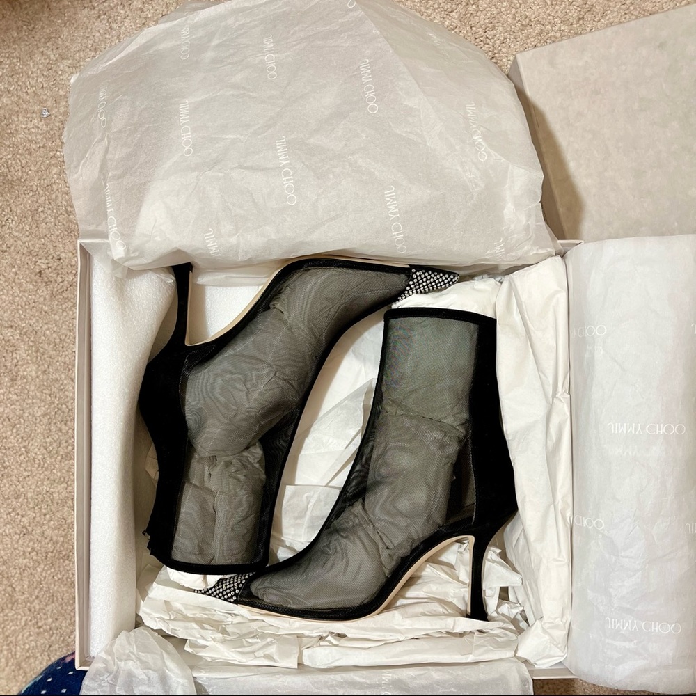 Jimmy Choo Naidoo 90 Mesh & Suede Bootie - Picture 14 of 16